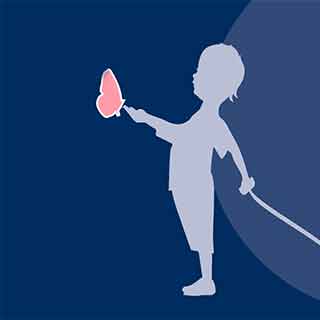 Piirroshahmo, jonka kädelle tulee perhonen.