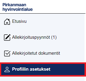 Tarkasta ja päivitä Profiilin asetukset, kun olet kirjautunut palveluun.