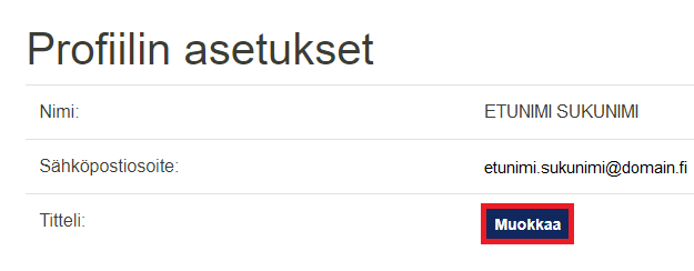 Jos olet allekirjoittamassa organisaatiosi edustajana, valitse Muokkaa ja lisää työ-/virkanimikkeesi.