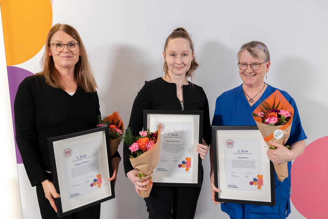 Kuvassa Marjaana Lehtisaari (vas.) Saara Westerholm ja Taina Metsola.