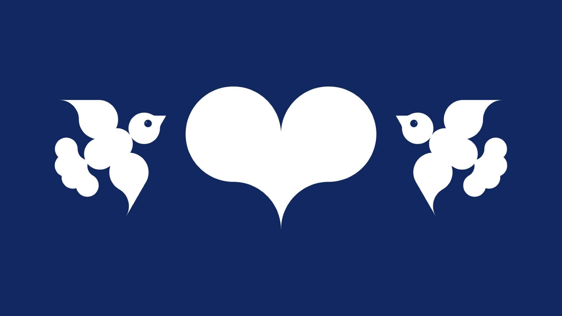 Veteraanien korttien kuva, jossa on sinisellä taustalla on kaksi valkoista lintua ja valkoinen sydän.