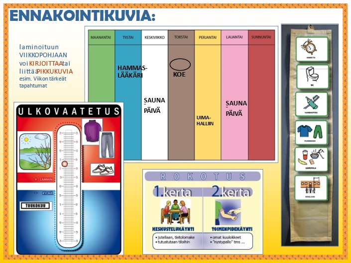 Koostettuna erilaisia ennakointiin liittyviä kuvia.